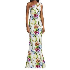 Chiara Boni La Petite Robe Size 2 / 
Floral OneShoulder Jersey Gown